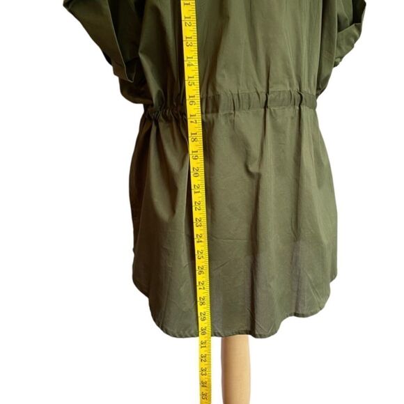 AQUA Olive Green Gathered Tie Waist Shirt Size L NEW - Picture 5 of 7